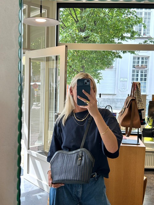 Delvaux Blue/Green Toile De Cuir Lussac Shoulder Bag