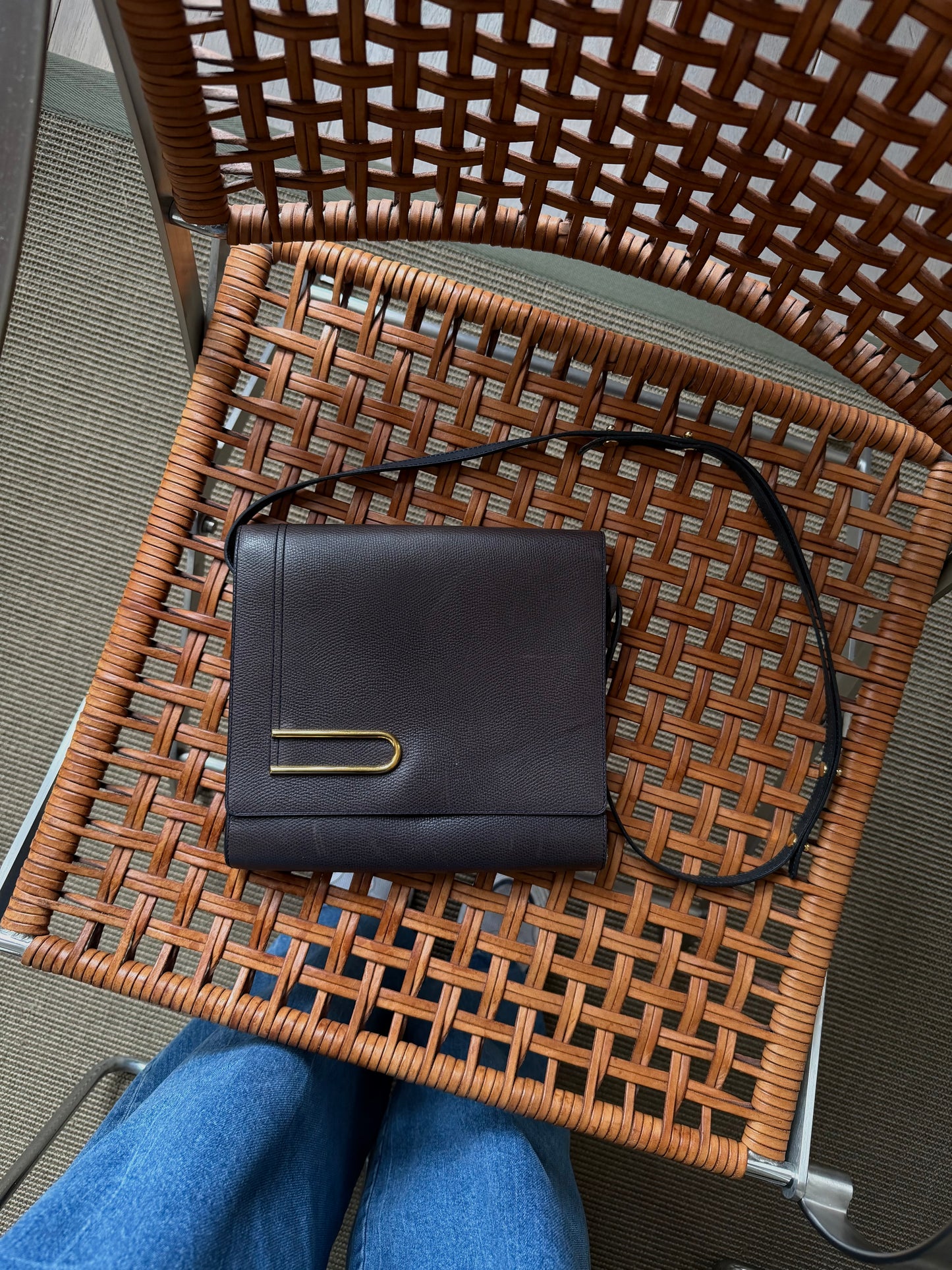 Delvaux Brown Leather  Diadème Crossbody Bag