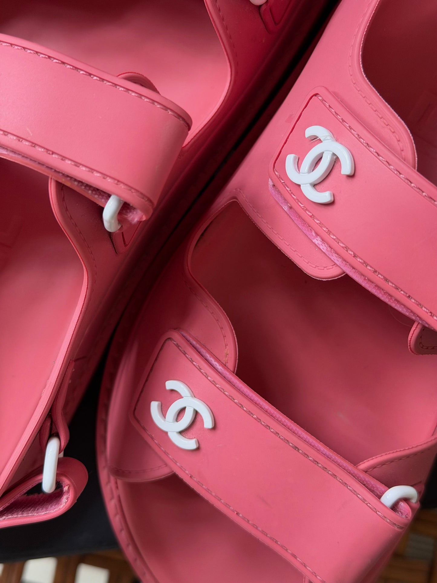 Chanel Pink Rubber Dad Sandals