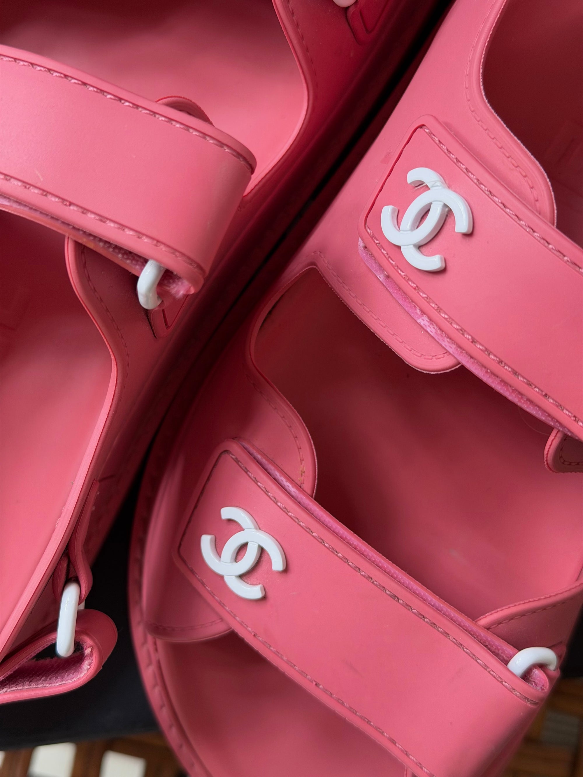 Chanel Pink Rubber Dad Sandals