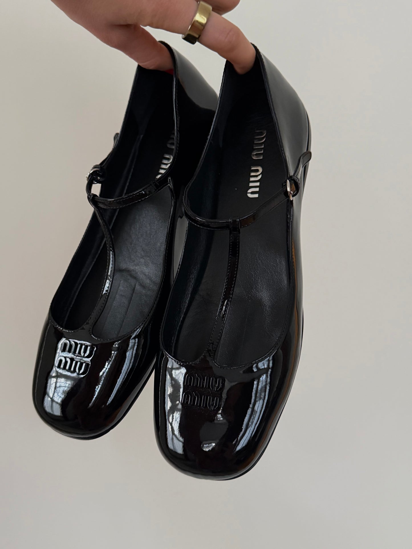 Miu Miu Black Patent Leather Ballet Flats