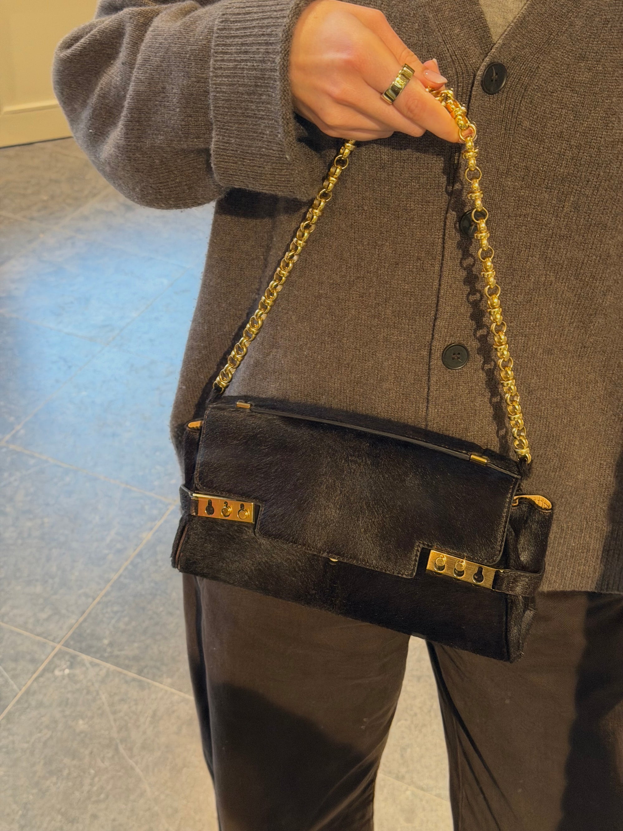 Delvaux Brown Tempête Pony Hair Shoulder Bag