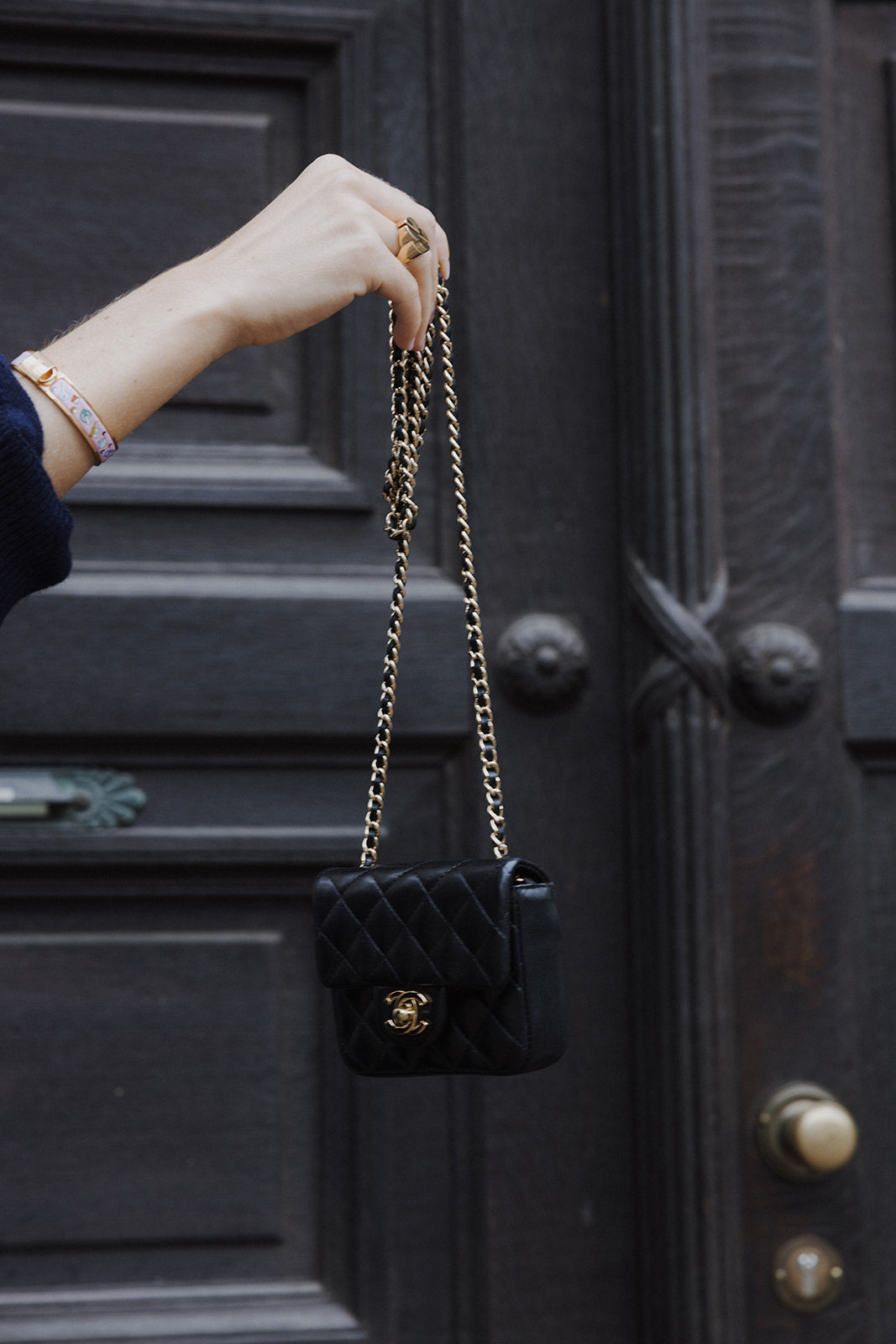 Black Micro Quilted Lambskin Single Flap crossbody