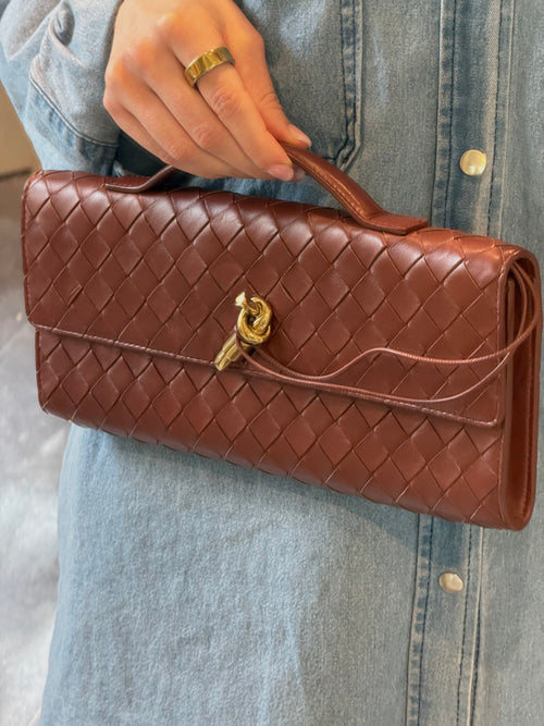 Bottega Veneta Brown Andiamo Clutch