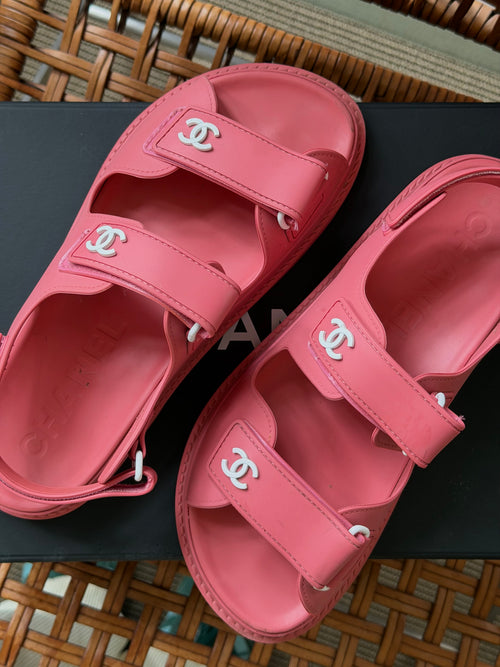 Chanel Pink Rubber Dad Sandals