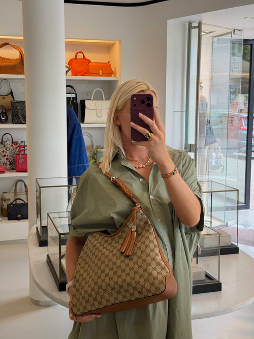 Gucci Brown GG Canvas Marrakech Hobo Shoulder Bag