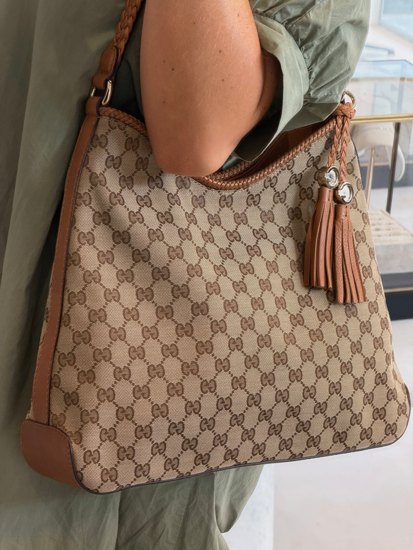 Gucci Brown GG Canvas Marrakech Hobo Shoulder Bag
