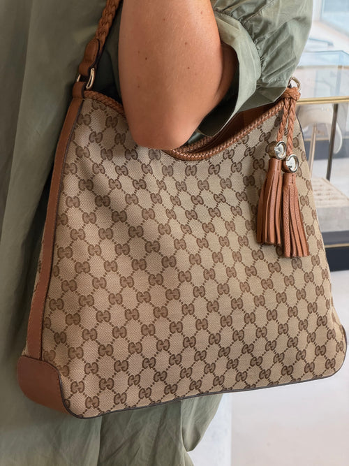 Gucci Brown GG Canvas Marrakech Hobo Shoulder Bag