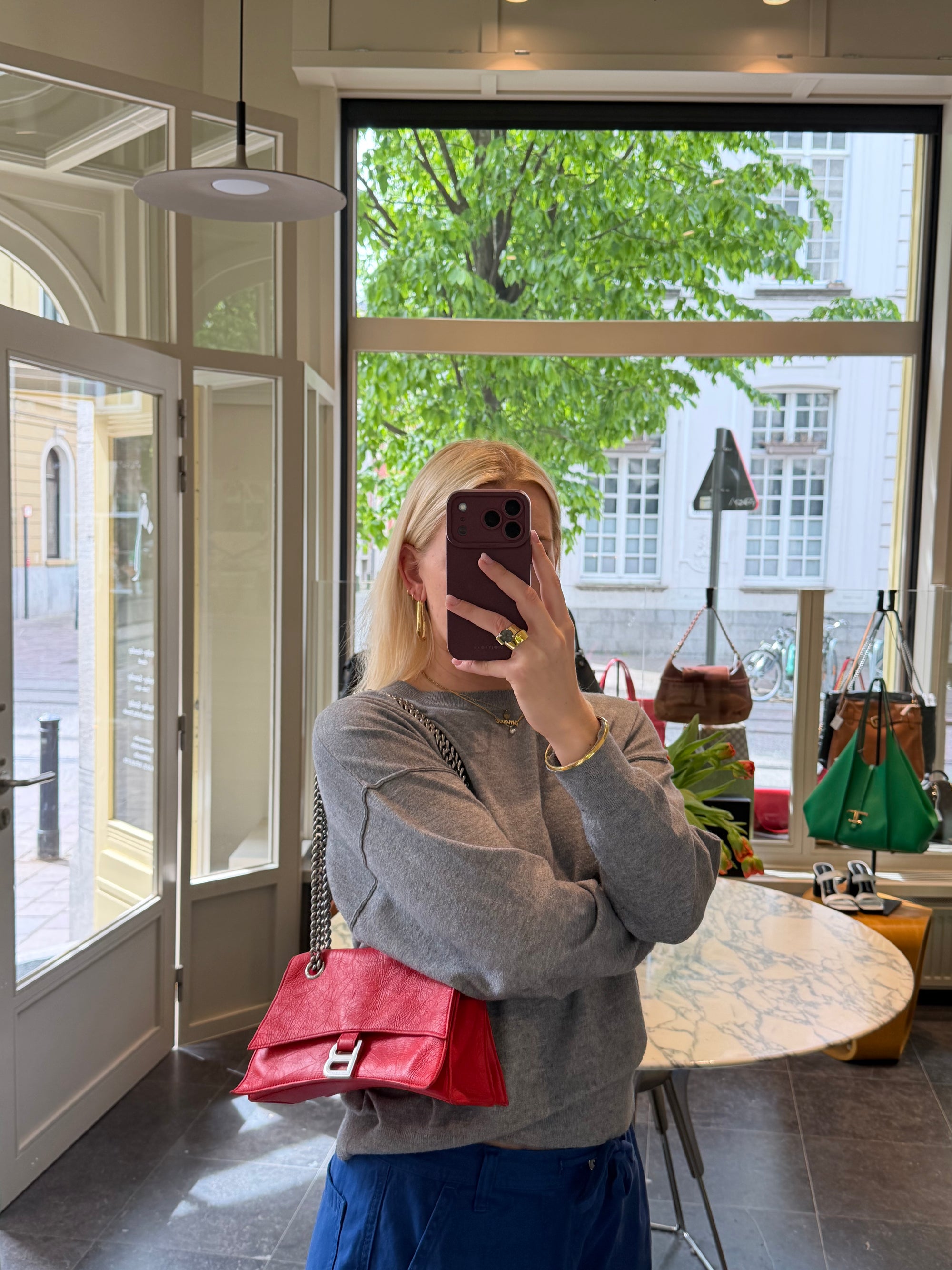 Balenciaga Red Crush Chain Small Crossbody Bag