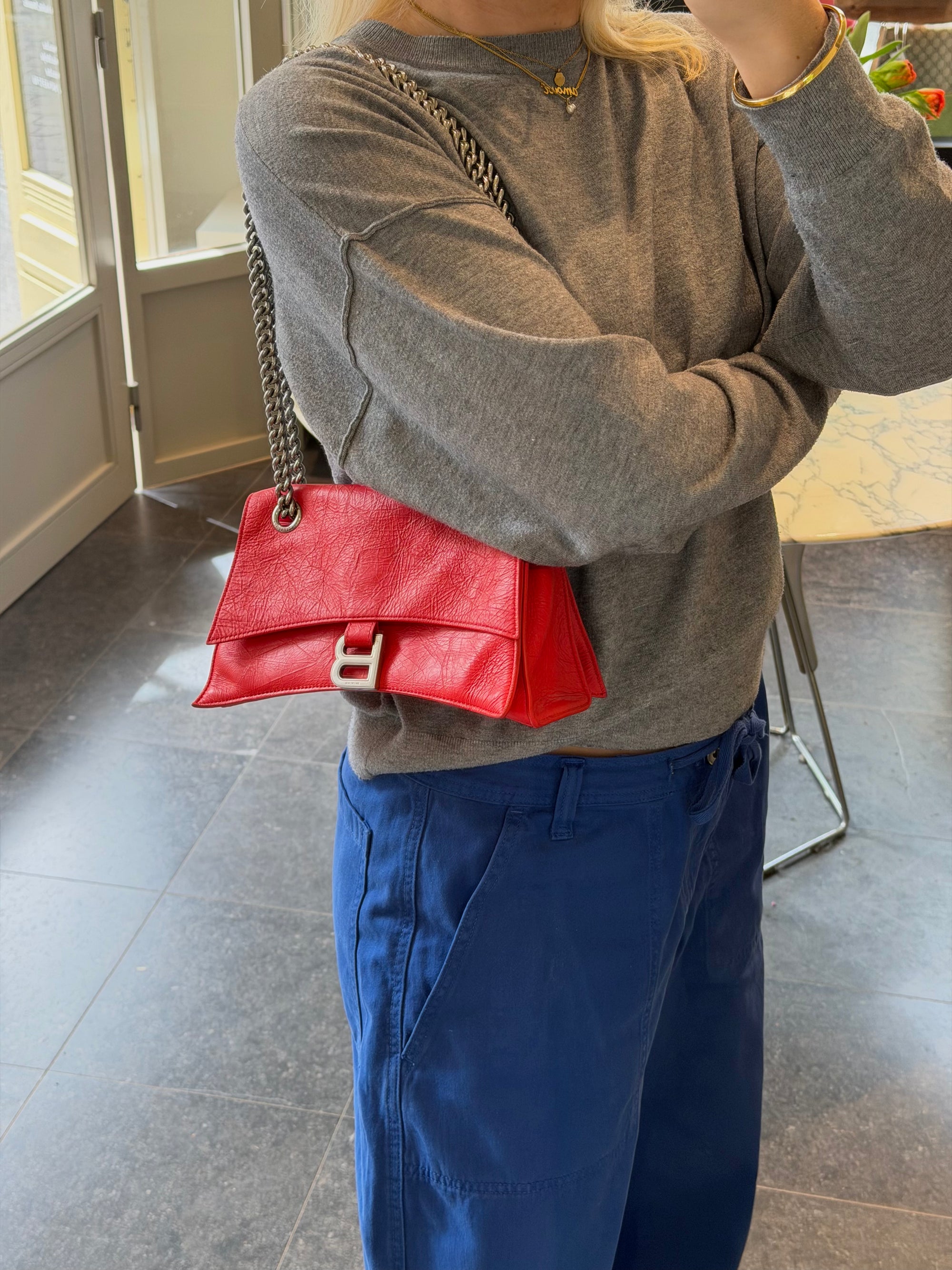 Balenciaga Red Crush Chain Small Crossbody Bag
