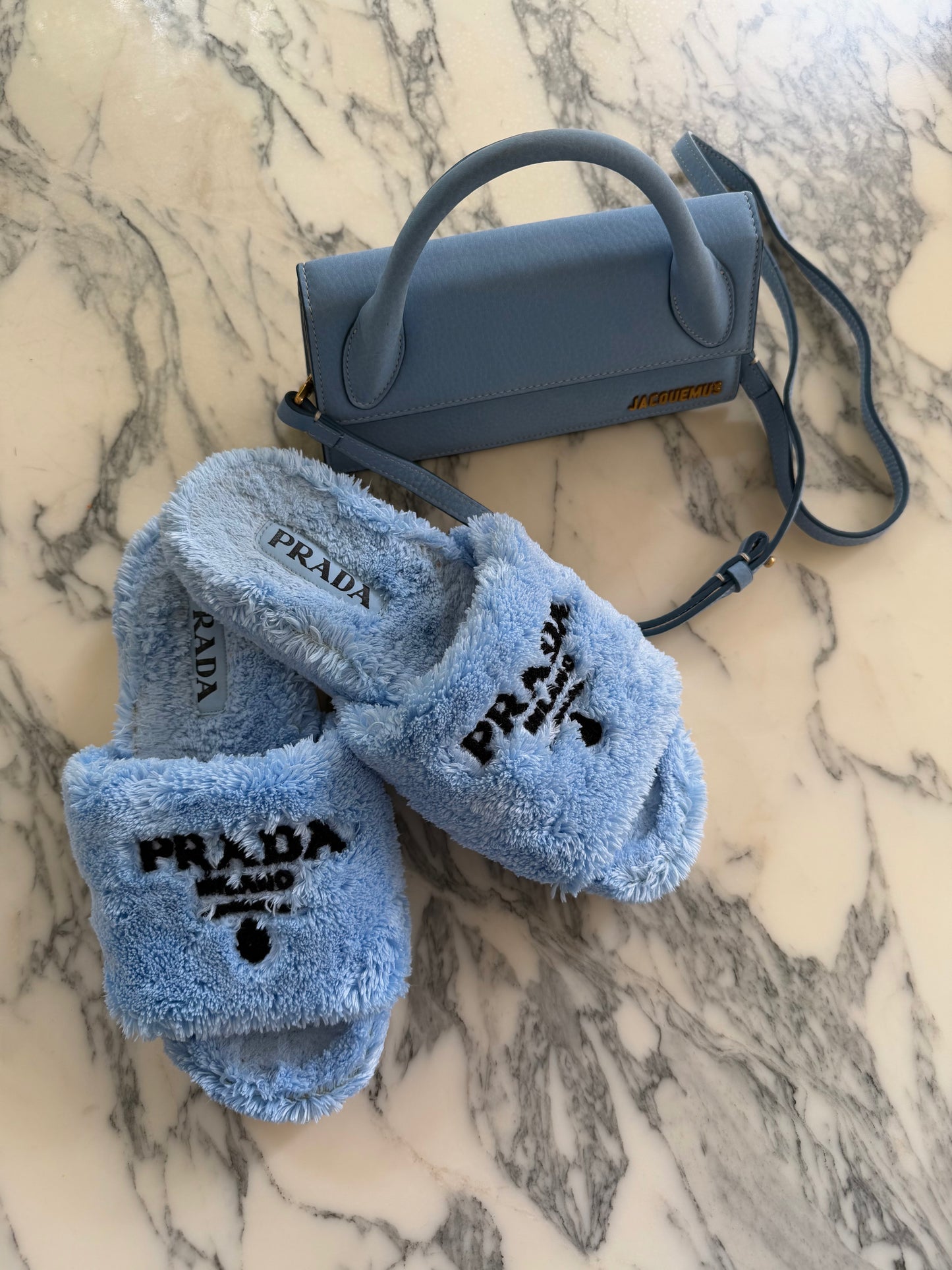 Prada terry-cloth logo slide sandals — preloved