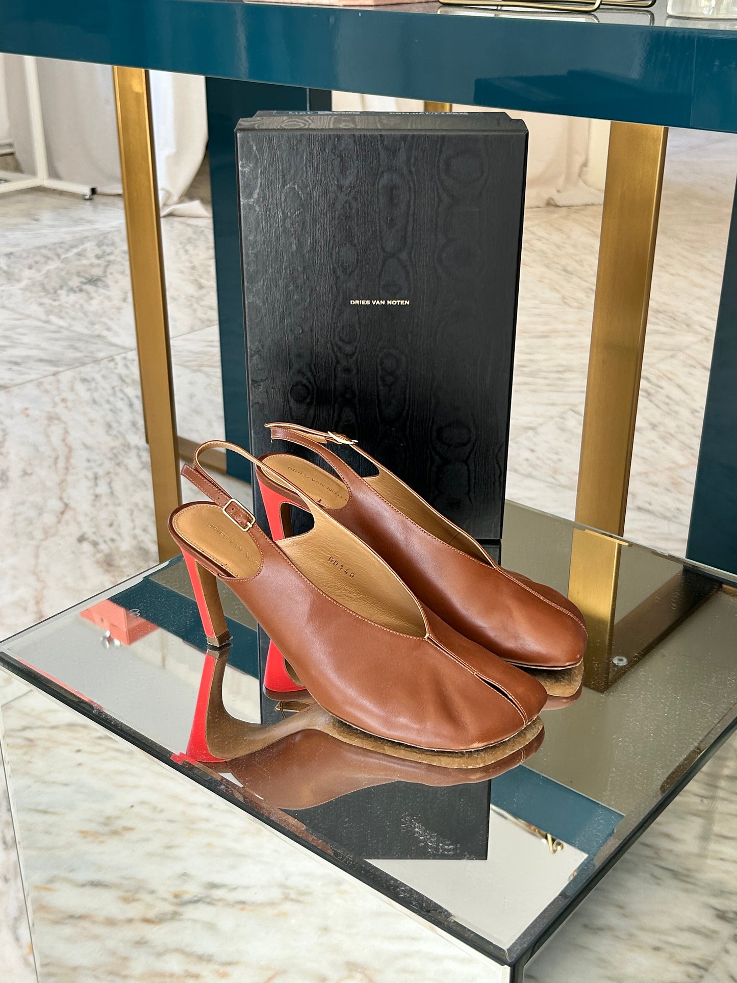Dries Van Noten Brown Slingback Heels