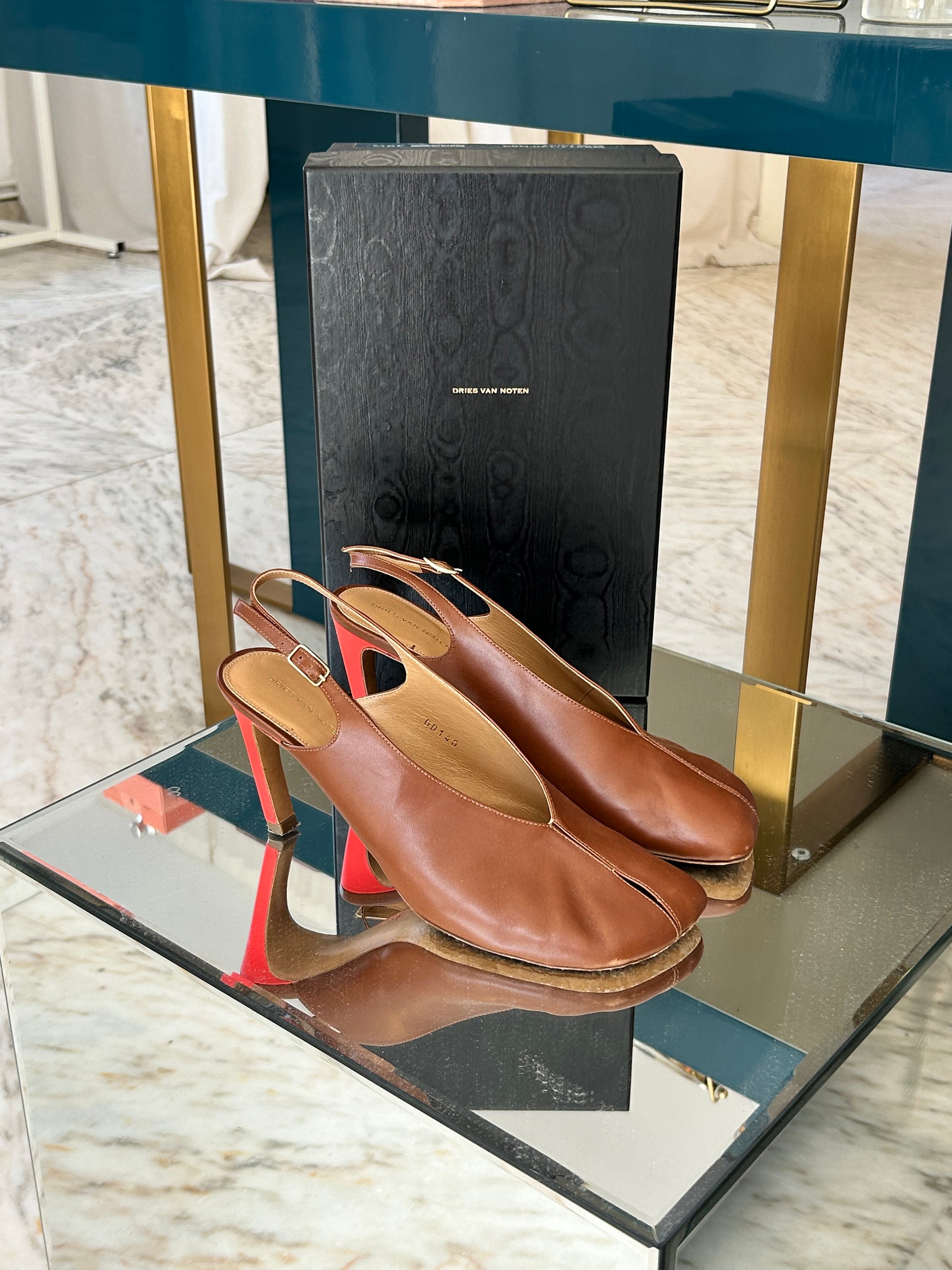 Dries Van Noten Brown Slingback Heels