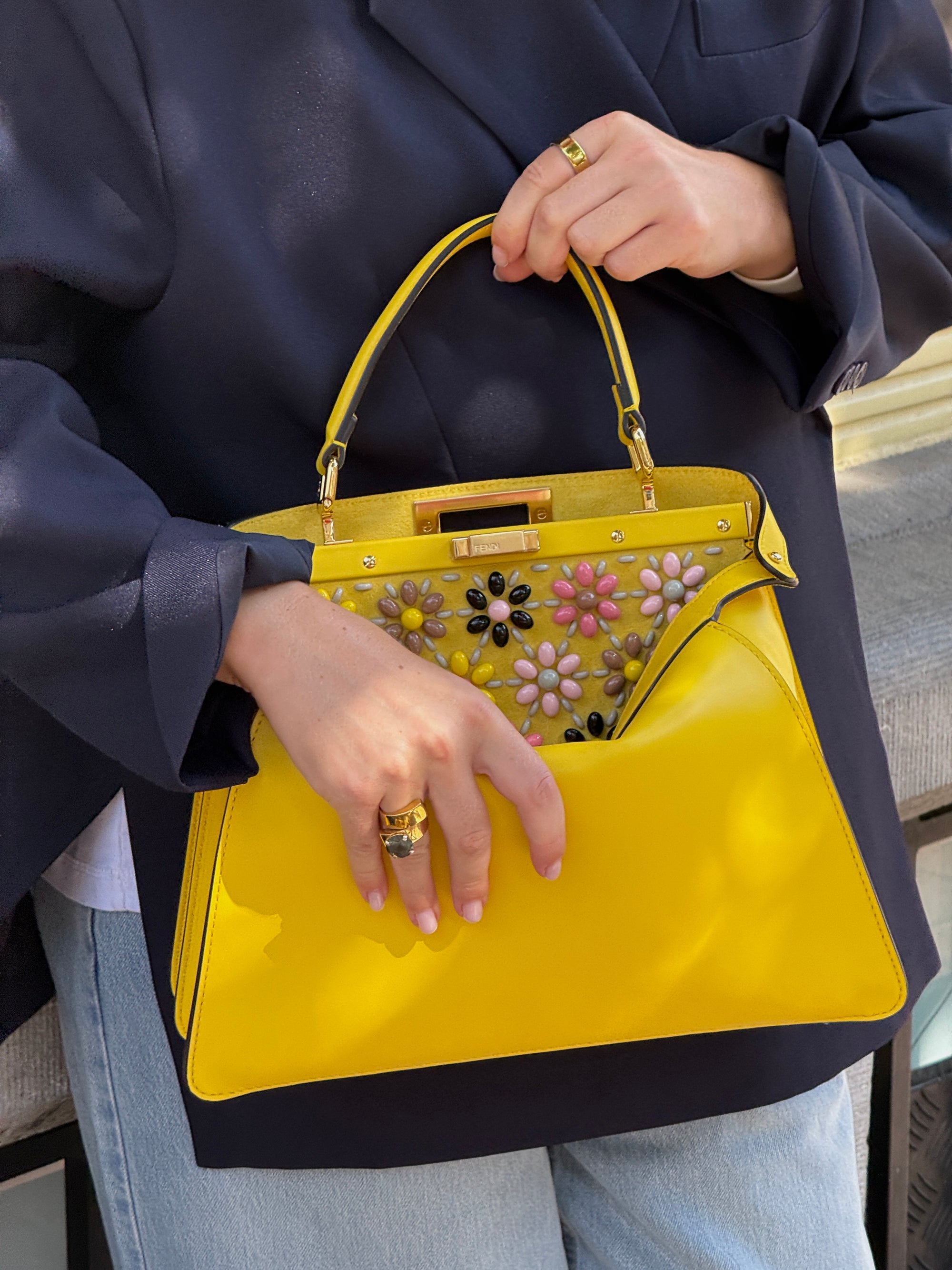 Fendi Yellow Peekaboo ISeeU Medium Crossbody Bag
