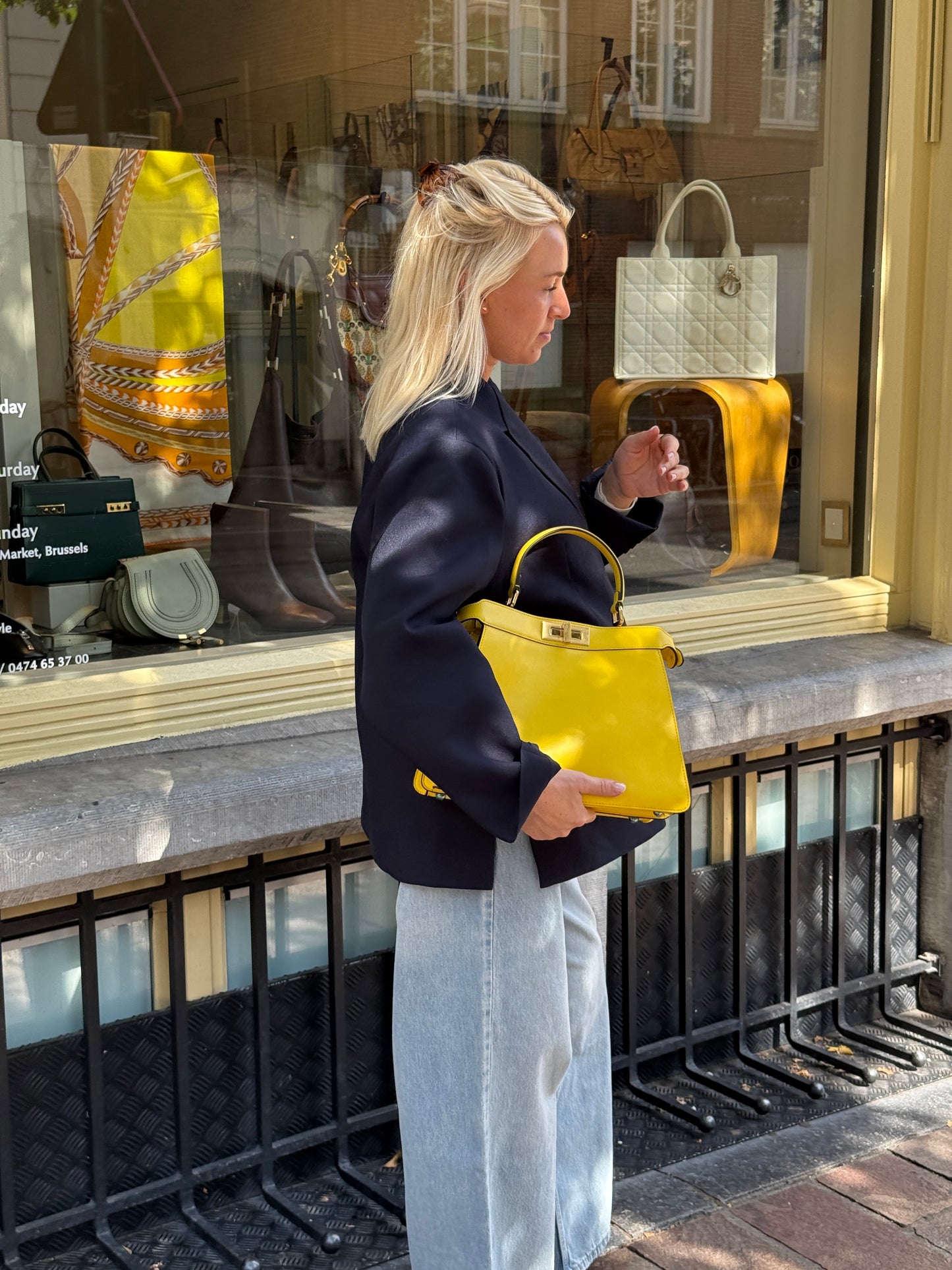 Fendi Yellow Peekaboo ISeeU Medium Crossbody Bag