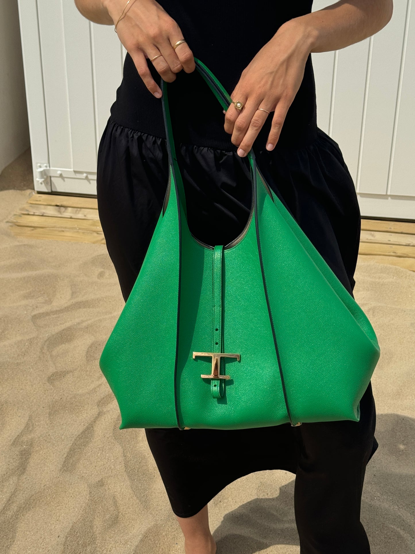 Tod's Green T Timeless Medium Shoulder Bag