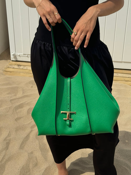 Tod's Green T Timeless Medium Shoulder Bag