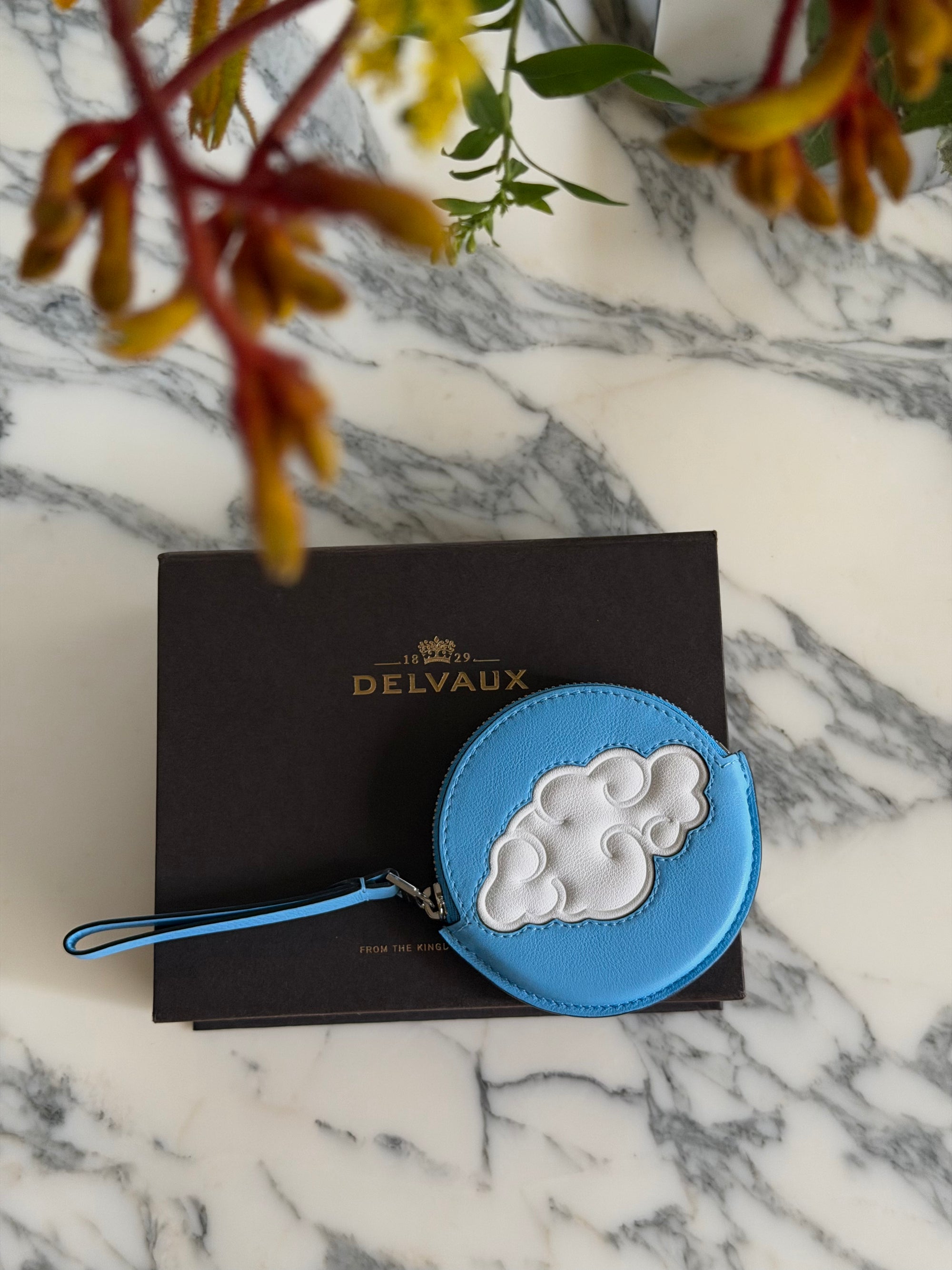 Delvaux Blue "Dans les Nuages" Round Coin Purse