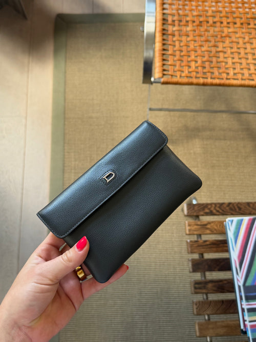 Delvaux Anthracite Pochette Diabolo Clutch