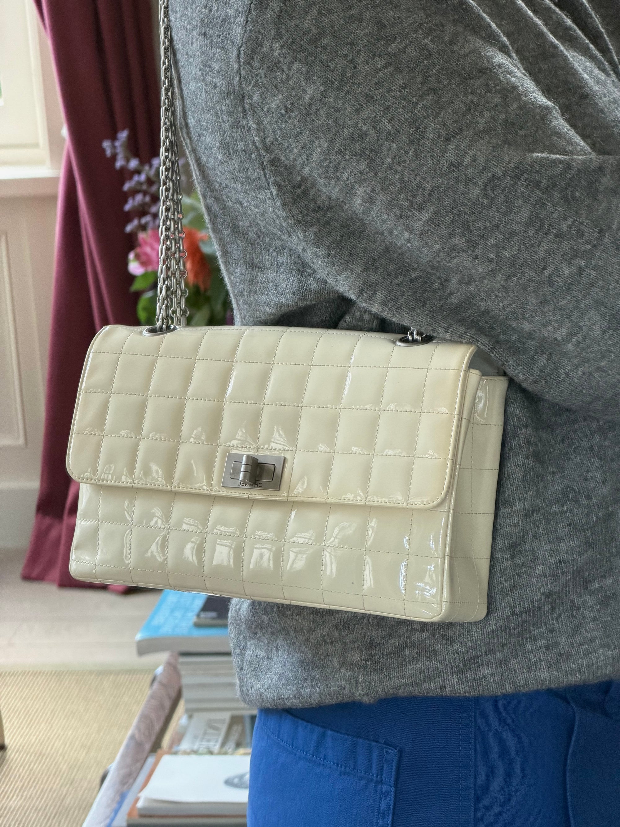 Chanel White Patent Leather Crossbody Bag
