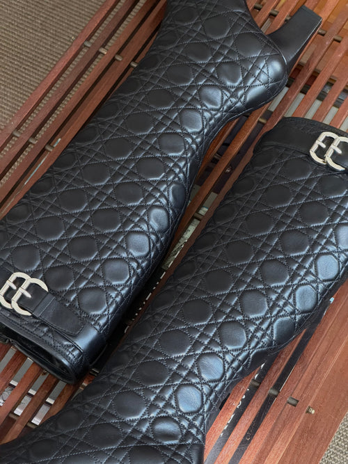 Dior Black Quilted Leather Knee-Length Boots