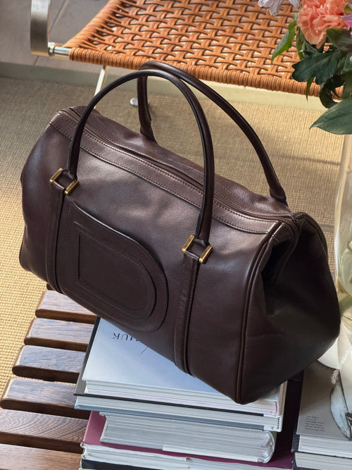 Delvaux Dark Brown Louise Boston Top Handle Bag