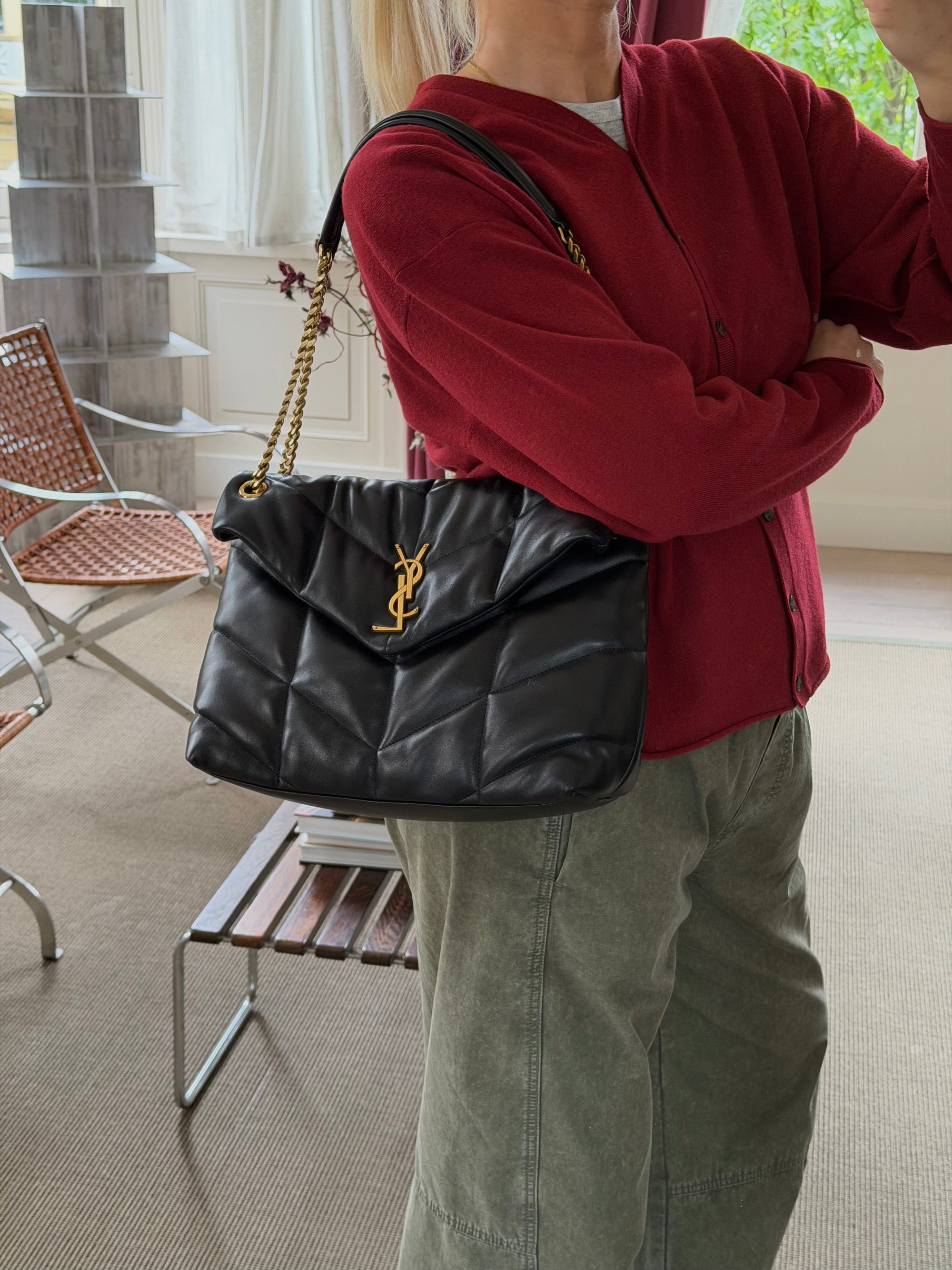 YSL Black Loulou Medium Crossbody Bag