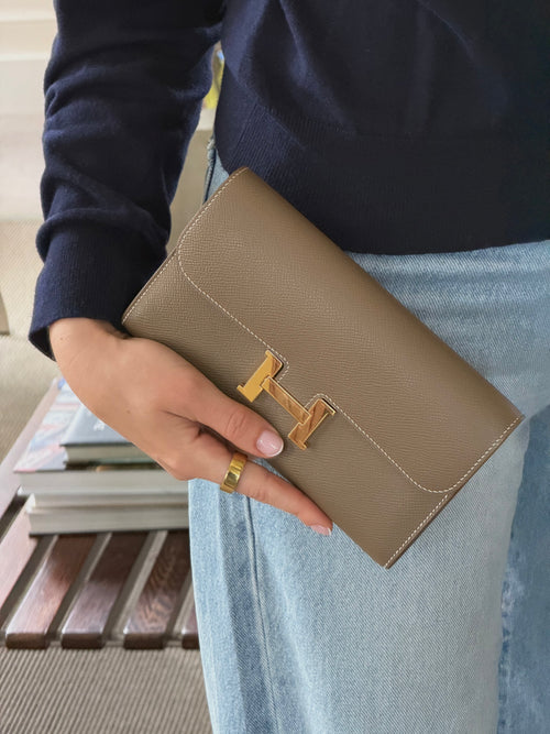 Hermès Etoupe Constance Long Wallet To Go