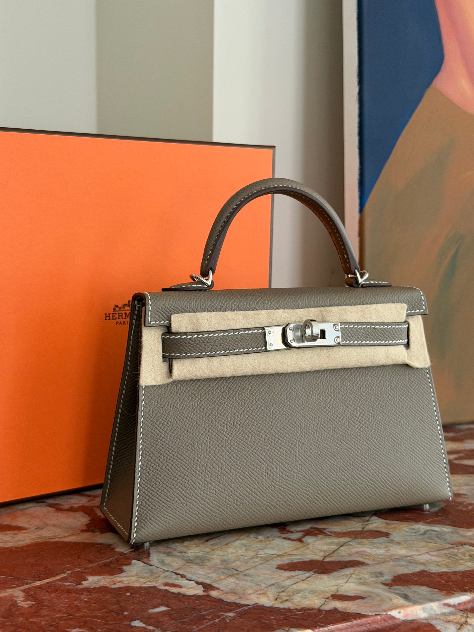 Hermès Etoupe Epsom Mini Kelly PHW