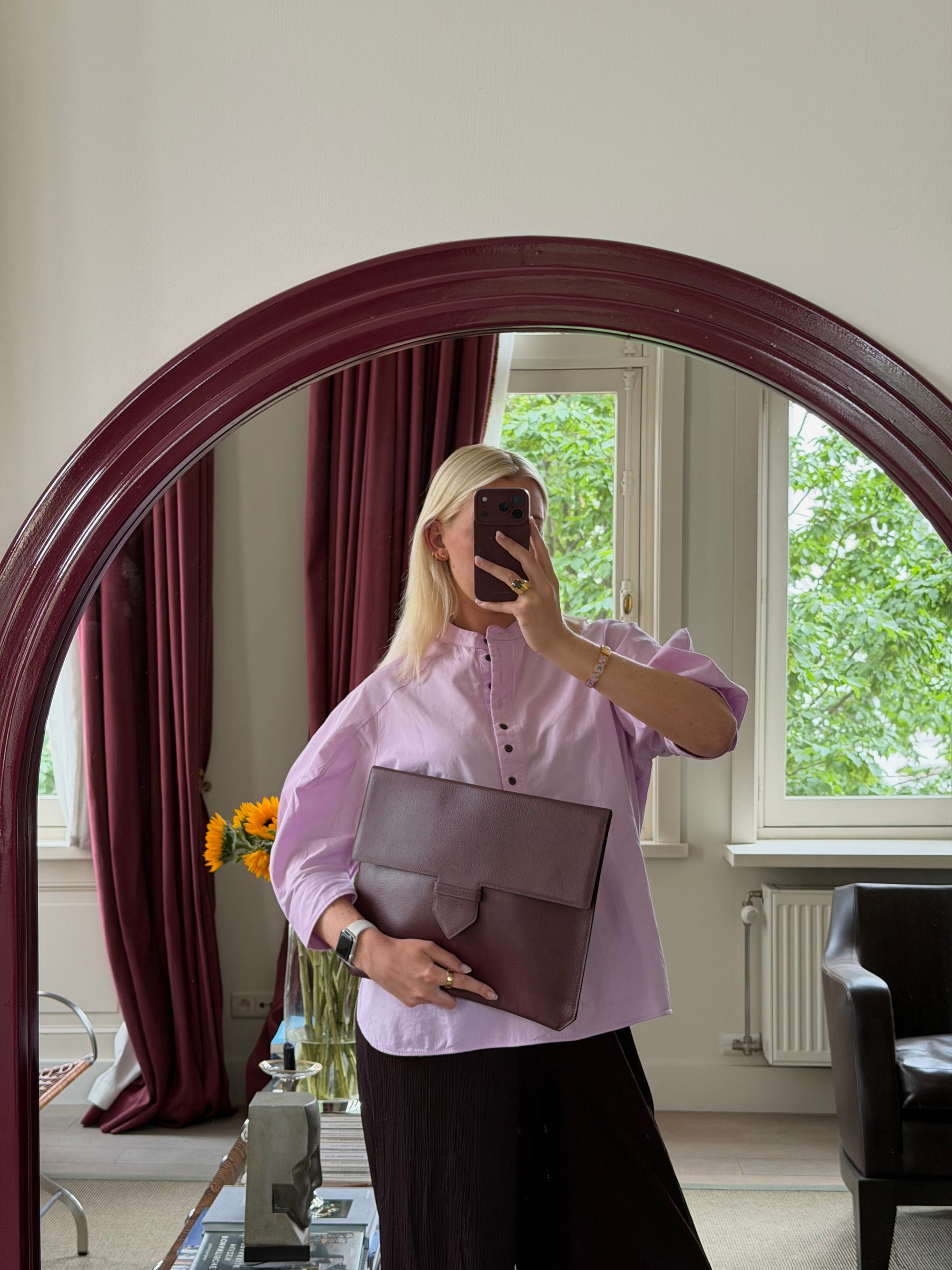 Delvaux Purple/Brown Leather Presse Pochette