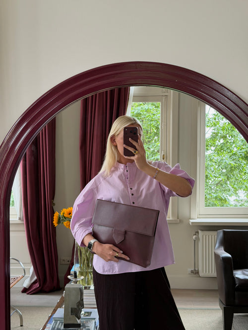 Delvaux Purple/Brown Leather Presse Pochette