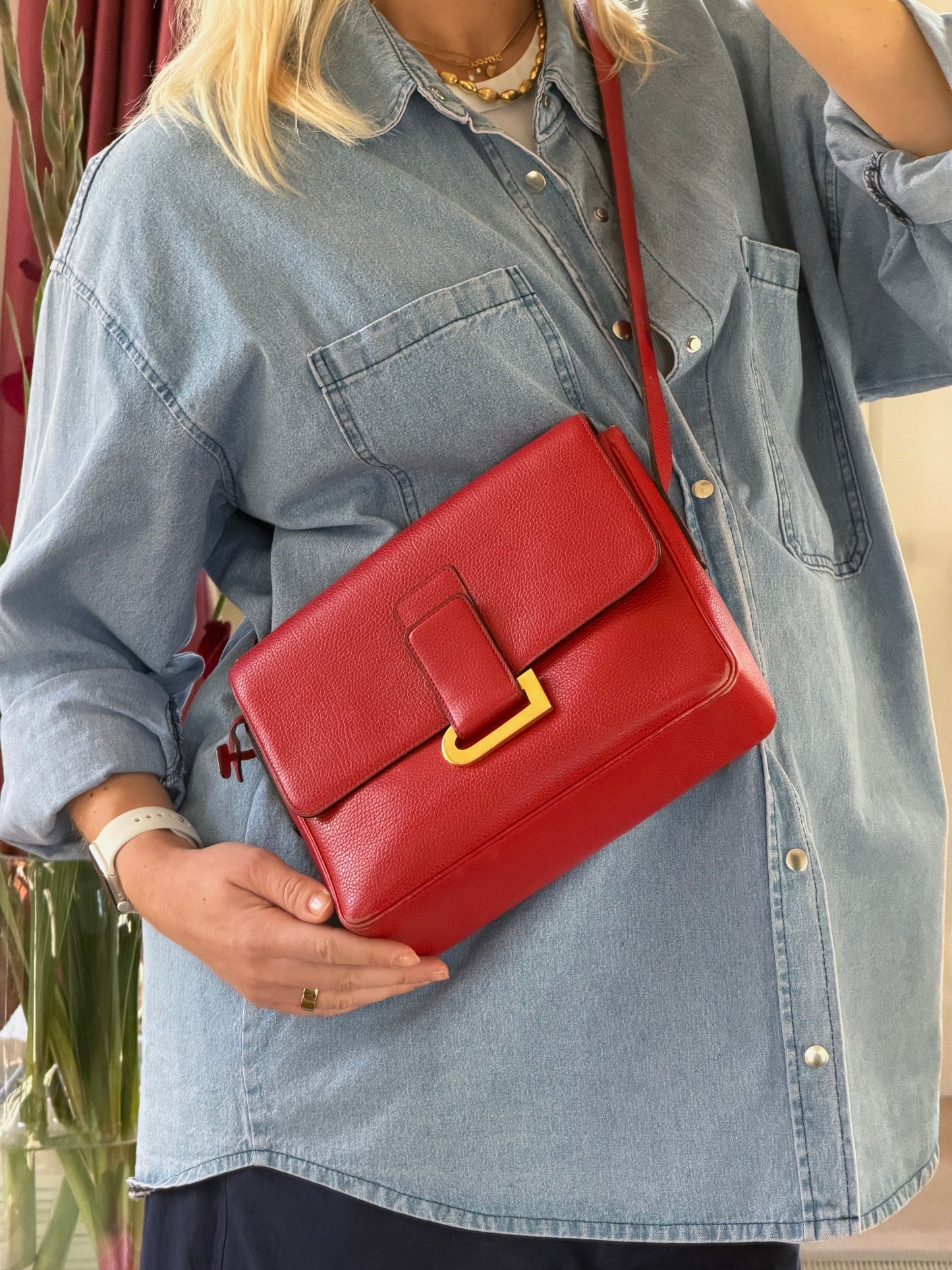 Delvaux Red Poirier Crossbody Bag