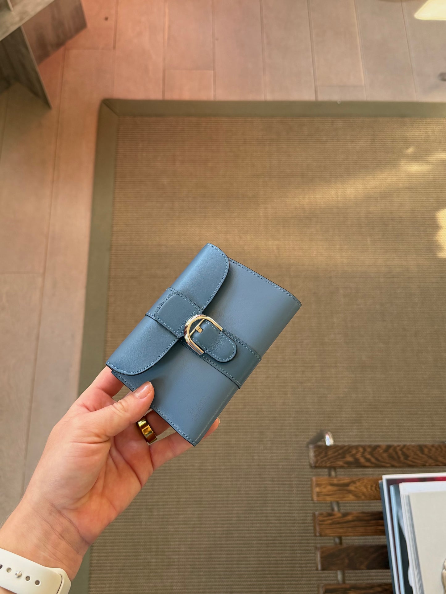 Delvaux Blue Brillant Compact Wallet