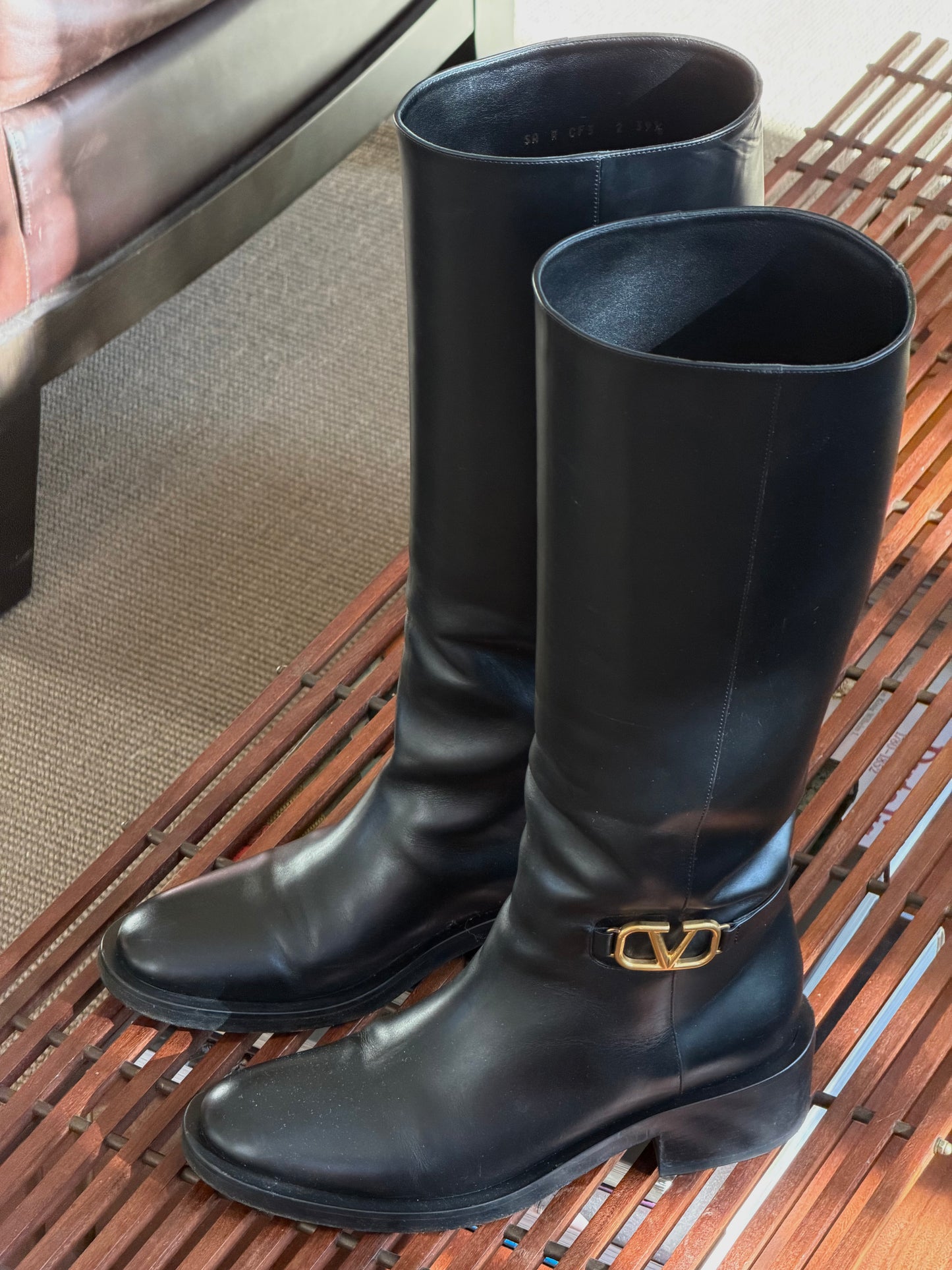 Valentino Garavani Black V-Logo Riding Boots