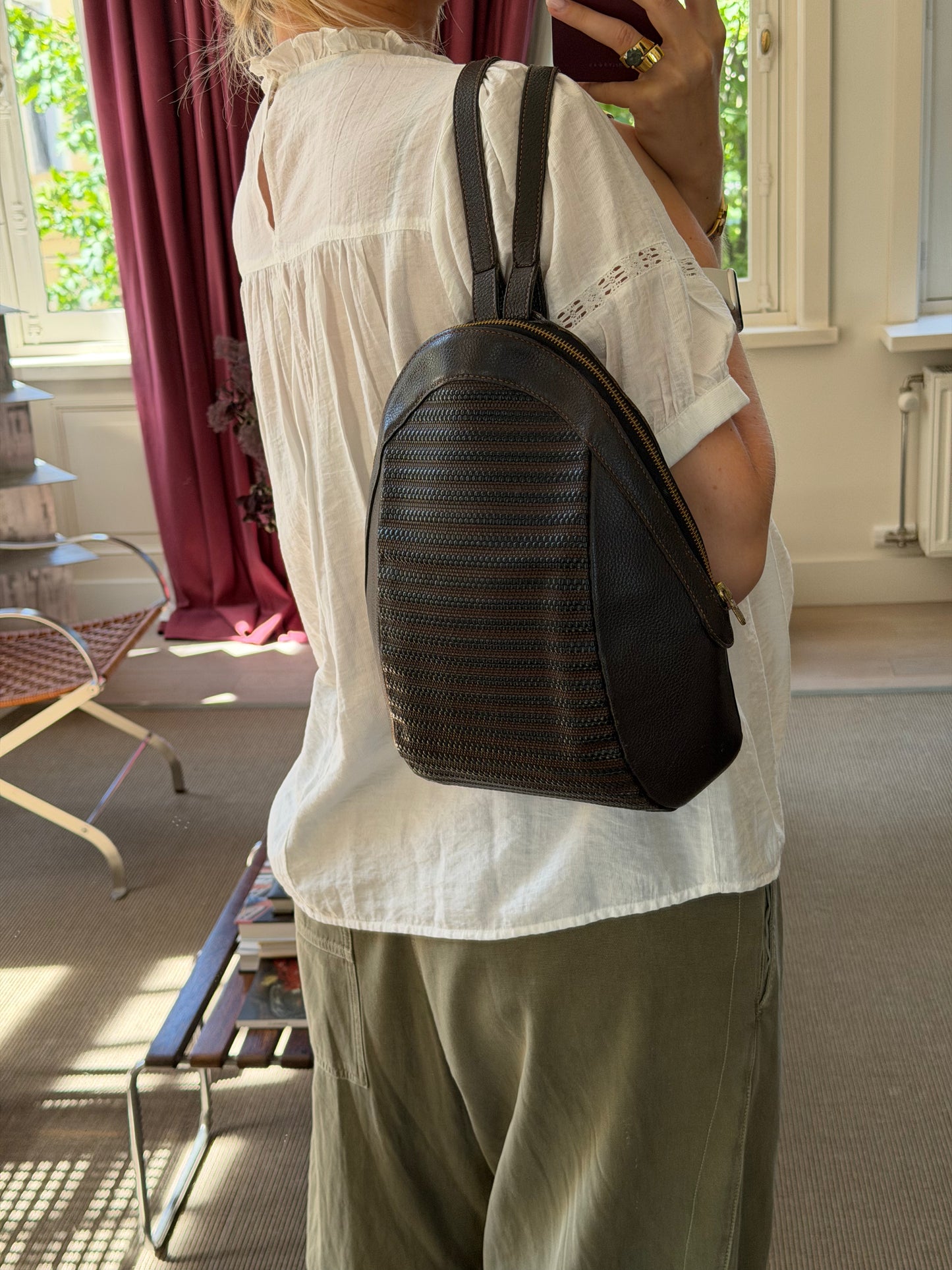 Delvaux Brown Toile De Cuir Amitié Backpack