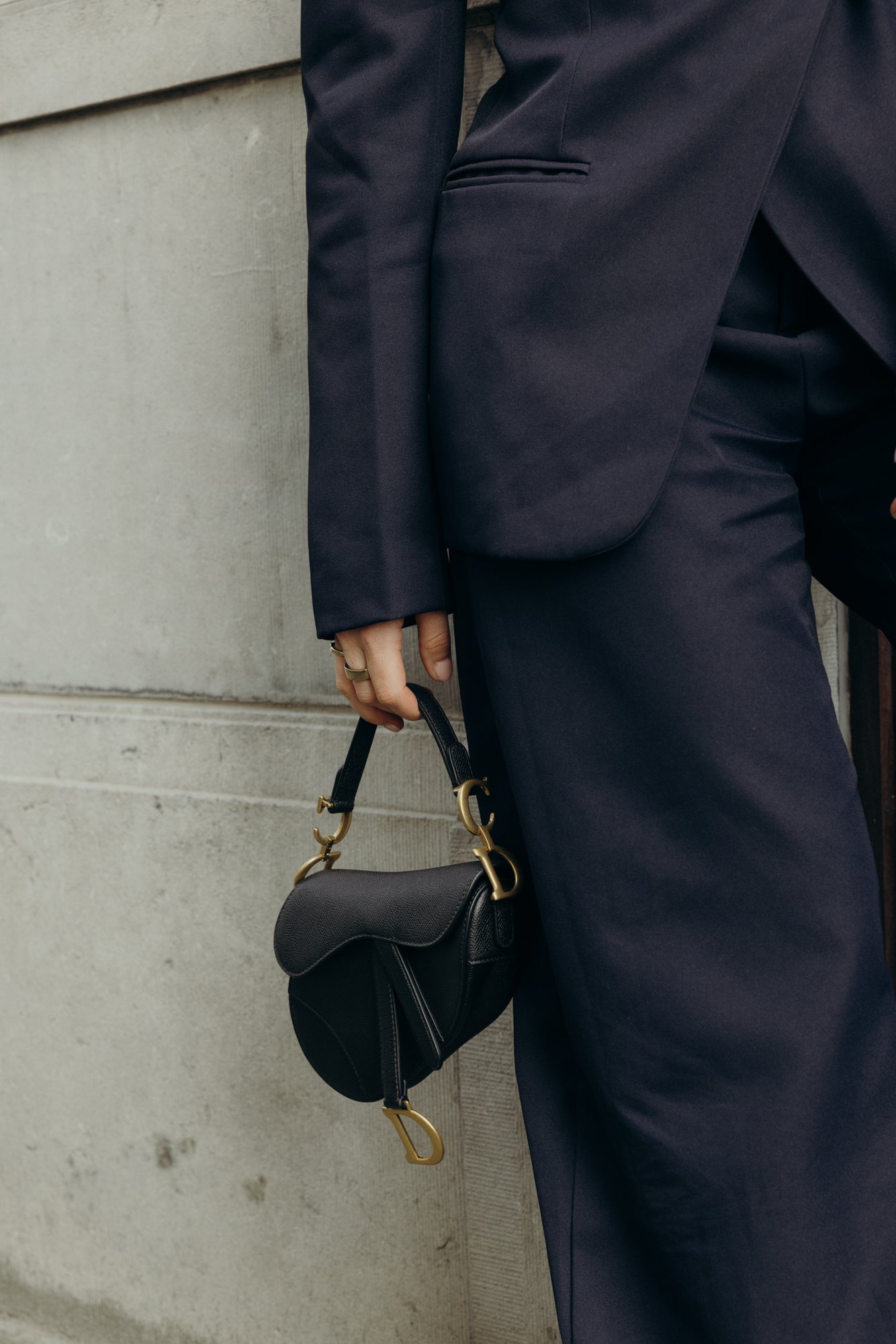 Christian Dior Zwarte leren mini-zadeltas