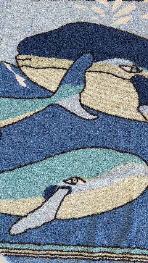 Hermès Blue "Baleines" Terry Cotton Beach Towel