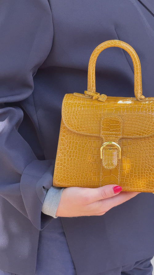 Delvaux Soft Yellow Brillant Crocodile Mini Crossbody Bag