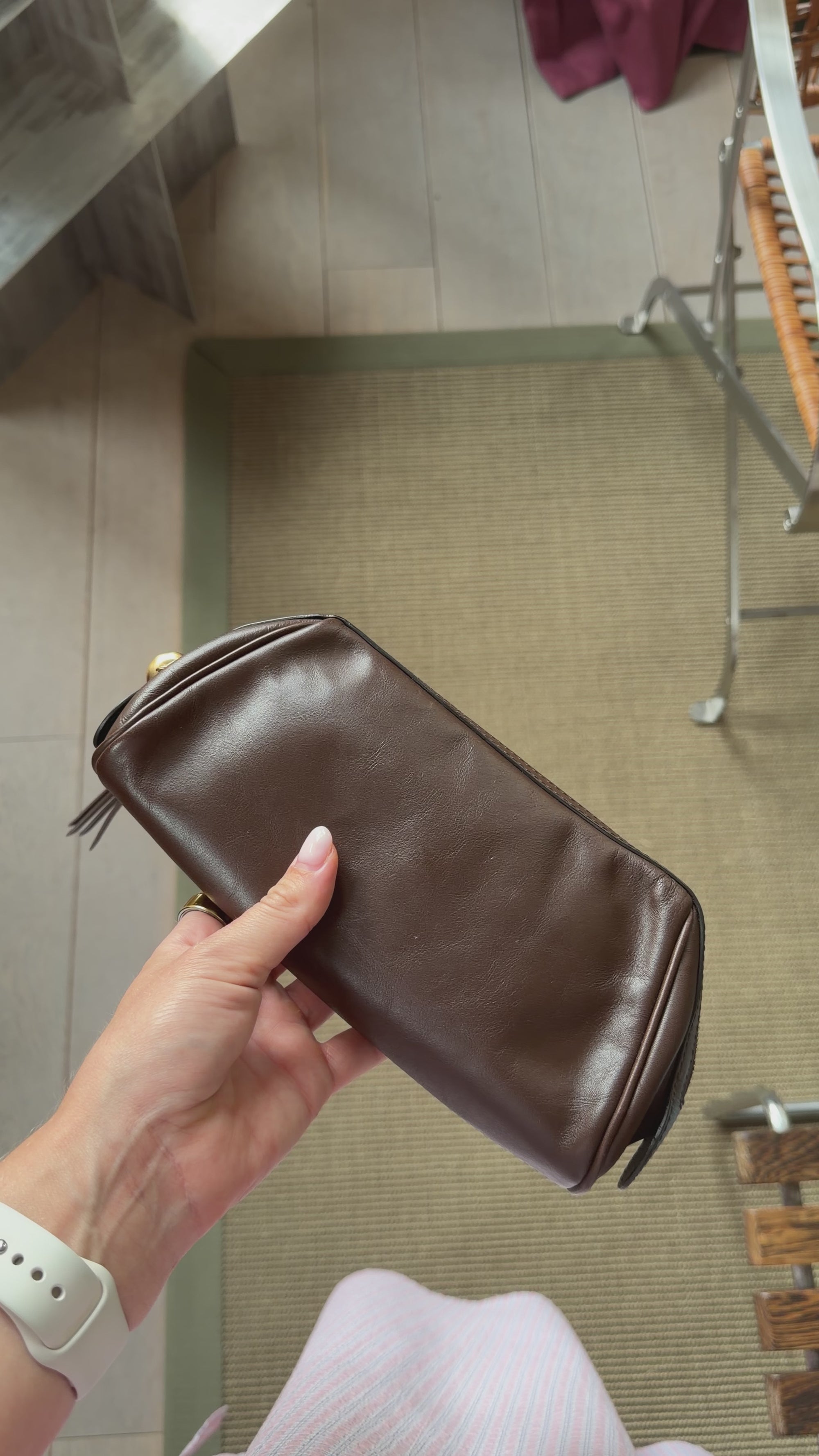Delvaux Chocolate Leather Dolce Vita Pochette