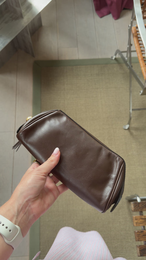 Delvaux Chocolate Leather Dolce Vita Pochette